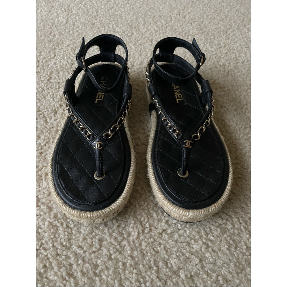 Chanel Lambskin 2021 Chain Of The Sun Sandals - Black SOLD OUT EVERYWHERE